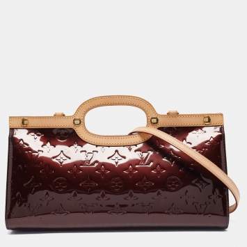Pre Owned Louis Vuitton Amarante Monogram Vernis Roxbury Drive Bag