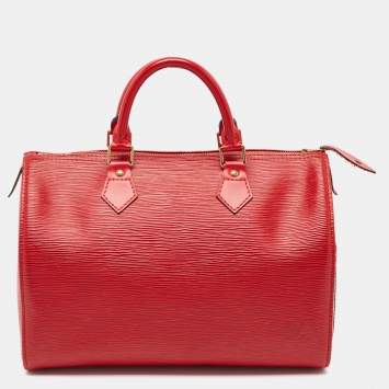 Pre Owned Louis Vuitton Red Epi Leather Speedy 30 Bag