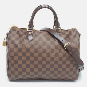 Pre Owned Louis Vuitton Damier Ebene Canvas Speedy Bandouliere 30 Bag