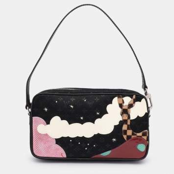Pre Owned Louis Vuitton Black Monogram Satin Conte De Fees Pochette Bag