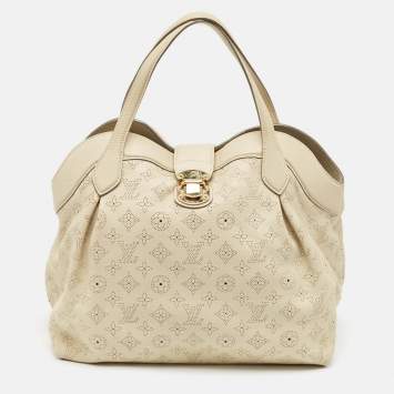 Pre Owned Louis Vuitton Lin Monogram Mahina Leather Cirrus MM Bag
