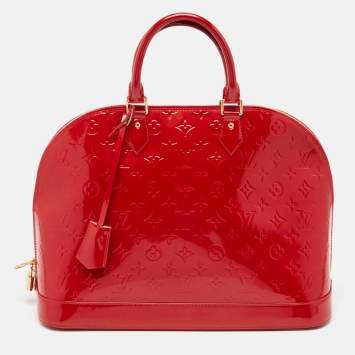 Pre Owned Louis Vuitton Pomme D’amour Monogram Vernis Alma GM Bag