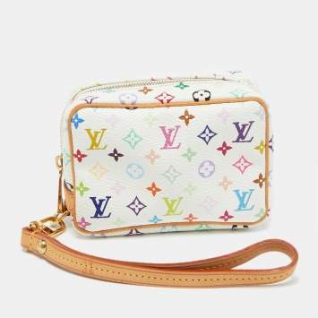 Pre Owned Louis Vuitton White Monogram Multicolore Canvas Wapity Pouch