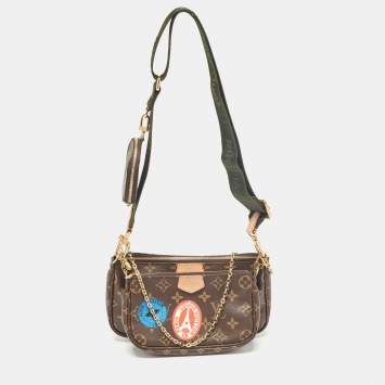 Pre Owned Louis Vuitton Khaki Monogram Canvas My LV World Tour Multi Pochette Accessoires