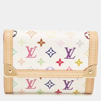 Pre Owned Louis Vuitton White Monogram Multicolore Canvas Porte-Monnaie Plat Coin Purse