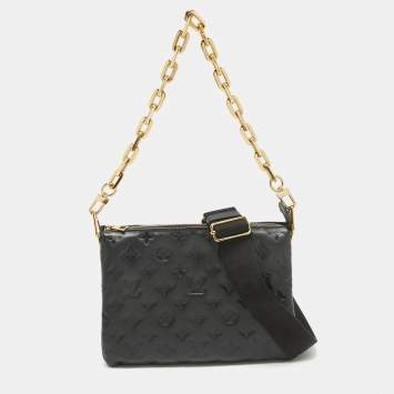 Pre Owned Louis Vuitton Black Monogram Embossed Leather Coussin PM Bag