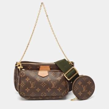 Pre Owned Louis Vuitton Khaki Monogram Canvas Multi Pochette Accessoires Bag