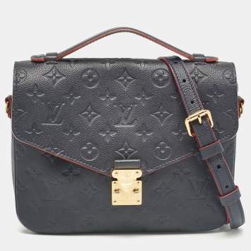 Pre Owned Louis Vuitton Blue Monogram Empreinte Leather Pochette Metis Bag