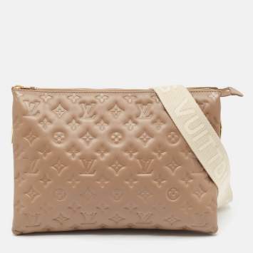 Pre Owned Louis Vuitton Taupe Monogram Puffy Leather Coussin MM Bag