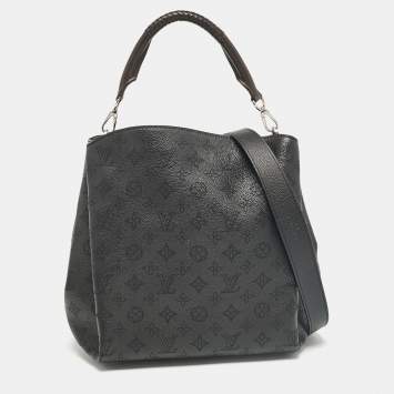 Pre Owned Louis Vuitton Black Monogram Mahina Leather Babylone PM Bag