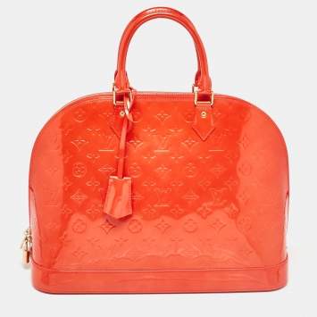 Pre Owned Louis Vuitton Rouge Grenadine Monogram Vernis Alma GM Bag