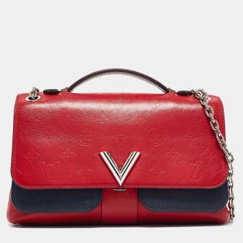 Pre Owned Louis Vuitton Red/Blue Monogram Leather Very Chain Bag