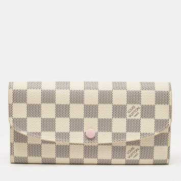 Pre Owned Louis Vuitton Rose Ballerine Damier Azur Canvas Emilie Wallet