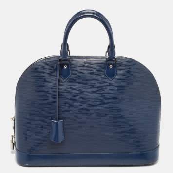 Pre Owned Louis Vuitton Blue Marine Epi Leather Alma GM Bag