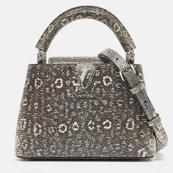 Pre Owned Louis Vuitton Grey Lizard Capucines Mini Bag