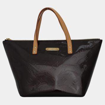 Pre Owned Louis Vuitton Wine Monogram Vernis Leather Bellevue Bag 