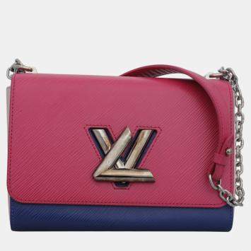 Pre Owned Louis Vuitton Soft Pink, Pink, Blue Epi Leather Twist MM Bag 