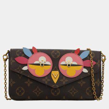 Pre Owned Louis Vuitton Brown Monogram Canvas Lovely Birds Pochette Felicie Bag 