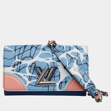 Pre Owned Louis Vuitton Blue Epi Leather Aqua Twist Wallet on Chain