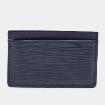 Pre Owned Louis Vuitton Blue Marine Epi Leather Card Holder