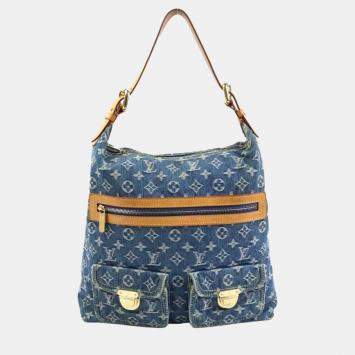 Pre Owned Louis Vuitton Monogram Denim Baggy GM Blue Gold bag