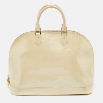 مملوكة مسبقًا Louis Vuitton Cream Monogram Vernis Alma GM Bag
