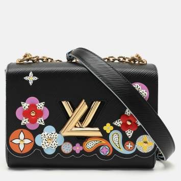 Pre Owned Louis Vuitton Black Epi Leather Blooming Flowers Twist MM Bag