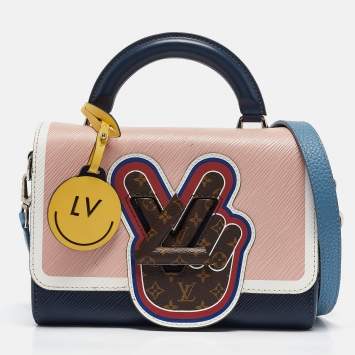 Pre Owned Louis Vuitton Blue/Multicolor Epi Leather Peace Love Twist MM Top Handle Bag