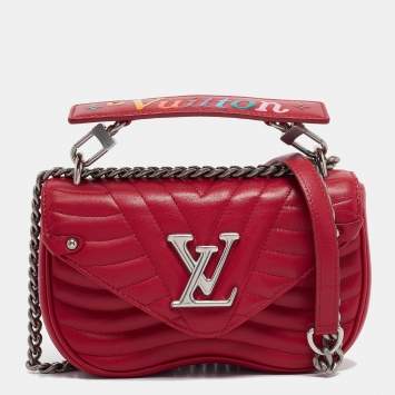 Pre Owned Louis Vuitton Red Leather New Wave Chain PM Bag