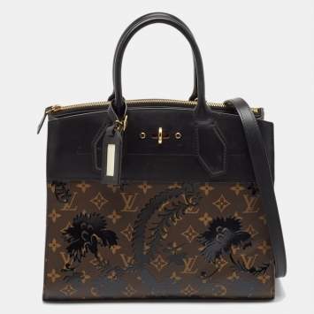 Pre Owned Louis Vuitton Black Monogram Canvas and Leather Blossom City Steamer MM Bag