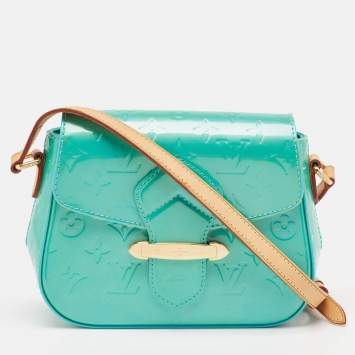 Pre Owned Louis Vuitton Bleu Lagon Monogram Vernis Bellflower PM Bag