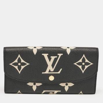 Pre Owned Louis Vuitton Black/Beige Giant Monogram Empreinte Leather Emilie Wallet