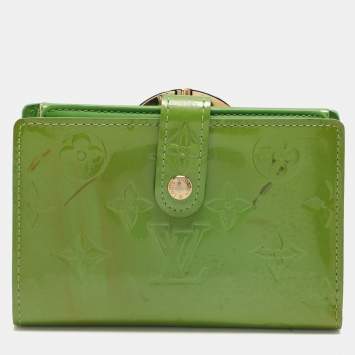 Pre Owned Louis Vuitton Vert Tonic Monogram Vernis Port Feuille Vienoise French Purse Wallet
