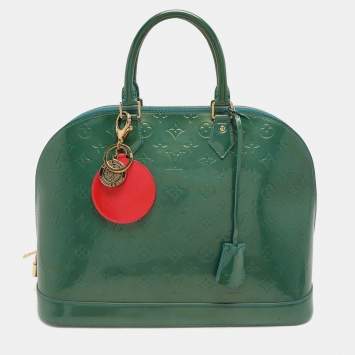 Pre Owned Louis Vuitton Green Monogram Vernis Alma GM Bag