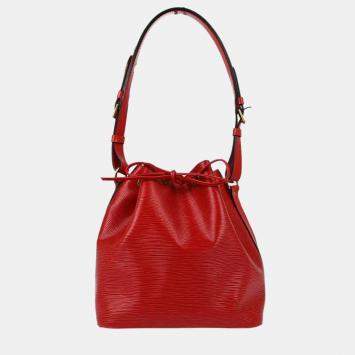 Pre Owned Louis Vuitton Red Epi Petite Noe Bucket Shoulder Bag