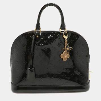 Pre Owned Louis Vuitton Vert Bronze Monogram Vernis Alma GM Bag