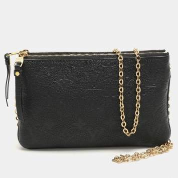 Pre Owned Louis Vuitton Black Monogram Empreinte Double Zip Pochette