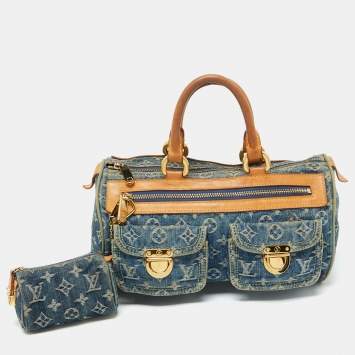 Pre Owned Louis Vuitton Blue Monogram Denim Neo Speedy Bag