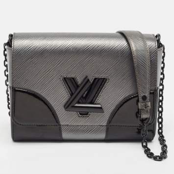 Pre Owned Louis Vuitton Anthracite Nacre/Black Epi Leather Twist MM Bag