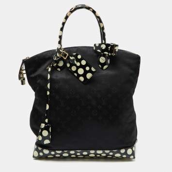 Pre Owned Louis Vuitton Black Monogram Satin Yayoi Kusama Dots Infinity Lockit Vertical MM Bag