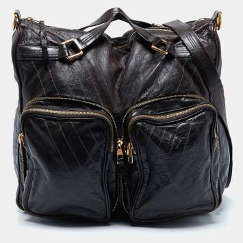 Pre Owned Louis Vuitton Dark Brown Leather Soana Sacoche MM Bag