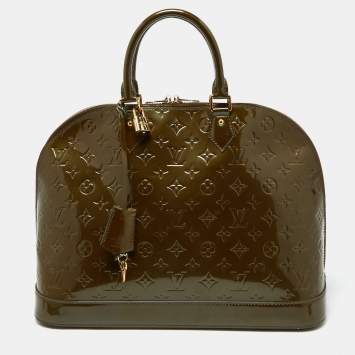 Pre Owned Louis Vuitton Vert Bronze Monogram Vernis Leather Alma GM Bag