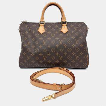 Pre Owned Louis Vuitton Brown PVC Monogram Bandouliere Speedy 35 bag
