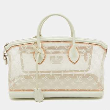 Pre Owned Louis Vuitton White Monogram Transparence Mesh Lockit East/West Bag