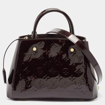 Pre Owned Louis Vuitton Amarante Monogram Vernis Montaigne BB Bag