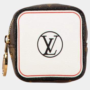 Pre Owned Louis Vuitton Brown Pvc Leather Canvas Monogram Portemonnaie Cube Pouch