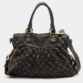 Pre Owned Louis Vuitton Black Monogram Denim Neo Cabby MM Bag