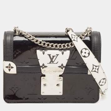 Pre Owned Louis Vuitton Black/White Vernis and Monogram Wynwood PM Bag