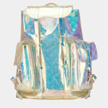 Pre Owned Louis Vuitton Clear Transparent Pvc Leather Monogram Prism Christopher Gm Backpack