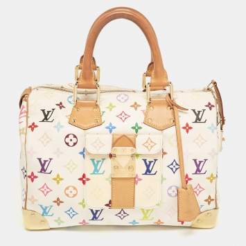 Pre Owned Louis Vuitton White Monogram Multicolore Canvas Speedy 30 Bag